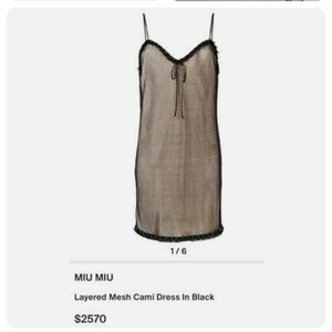Miu Miu Silk Layered Mesh Cami Dress in Black - $2570  SOLD OUT EVERYWHERE